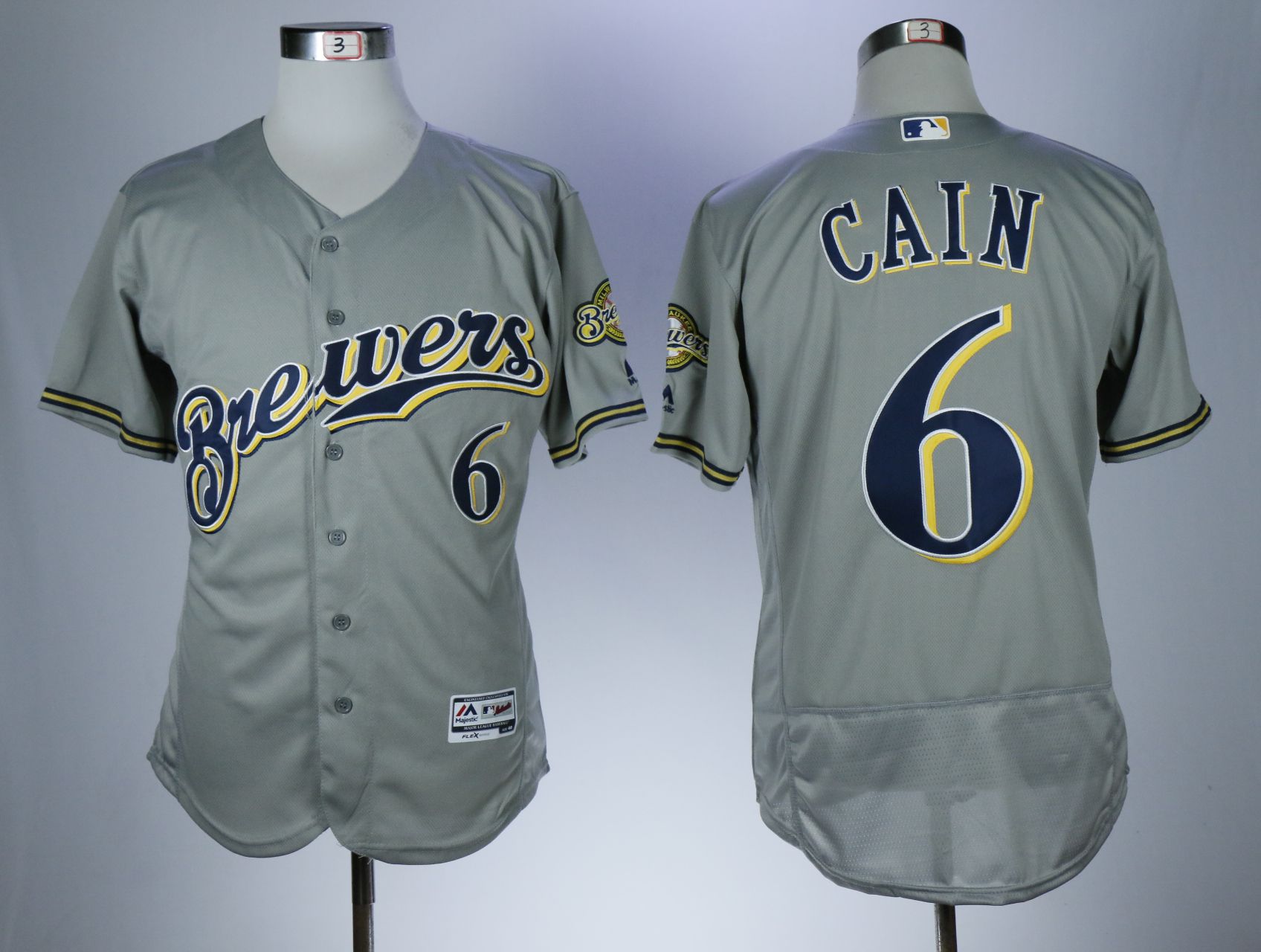 Men Milwaukee Brewers #6 Cain Grey Elite MLB Jerseys->milwaukee brewers->MLB Jersey